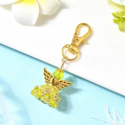 Angel Glass & Alloy Pendant Decorations HJEW-MZ00360-03-1