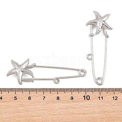 Starfish 304 Stainless Steel Safety Pins Brooch Findings SA-CBA098D-16I-P01-1