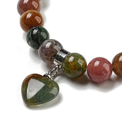 8.5mm Round Natural Indian Agate Beaded Stretch Bracelets BJEW-C074-01O-1