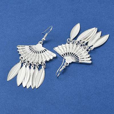 Silver Alloy Chandelier Earrings EJEW-D092-02A-S-1