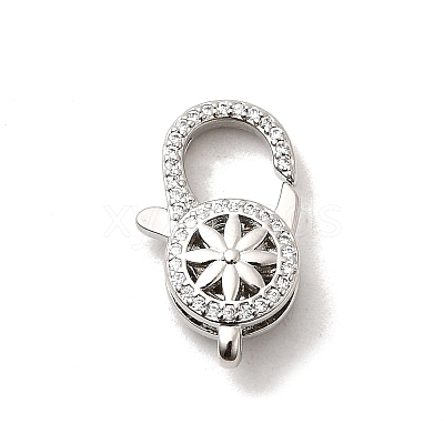 Brass Micro Pave Clear Cubic Zirconia Lobster Claw Clasps KK-A266-24E-P-1