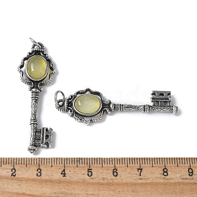 Key Brass Gemstone Big Pendants KK-D361-01AS-1