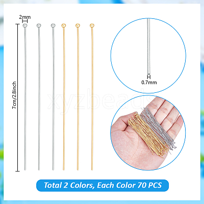 140Pcs 2 Colors 304 Stainless Steel Ball Head Pins STAS-PH0006-77-1