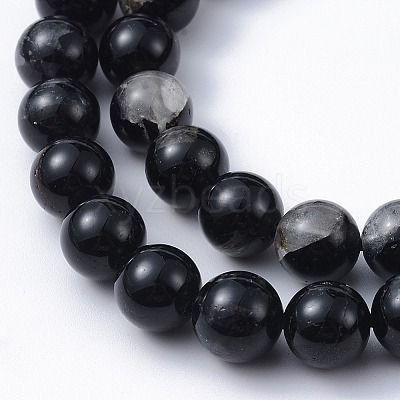 Natural Black Tourmaline Beads Strands G-F666-05A-8mm-1