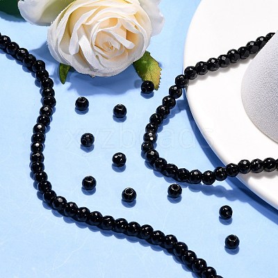 Black Stone Beads Strands G-I087-6mm-1