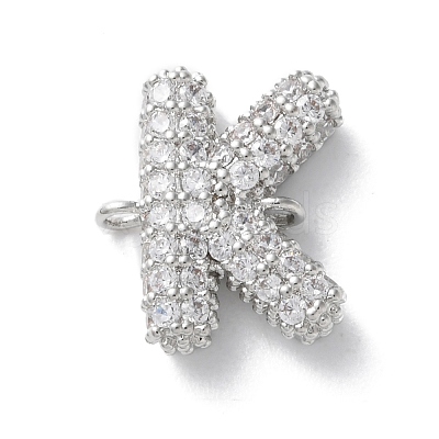 Brass Micro Pave Cubic Zirconia Letter Links KK-I717-04K-P-1