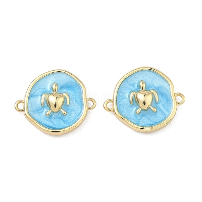 Ocean Brass Enamel Connector Charms KK-C251-05G-02B-1
