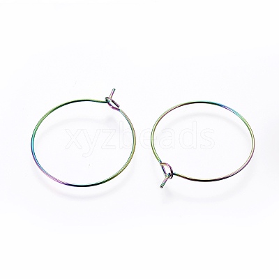 Ion Plating(IP) 304 Stainless Steel Hoop Earring Findings STAS-G201-07A-M-1