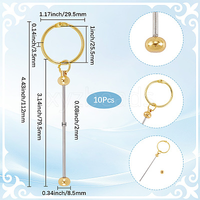 10Pcs Iron Bar Beadable Keychain Clasps AJEW-SC0003-89G-1