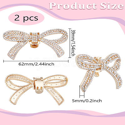 2Pcs Bowknot Alloy Crystal Rhinestone Wedding Shoe Decorations FIND-LP0003-71-1