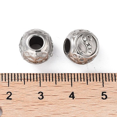 304 Stainless Steel Rhinestone European Beads STAS-A092-10S-P-1