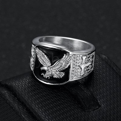 304 Stainless Steel and Enamel Finger Rings for Men FS-WG4515C-08-1