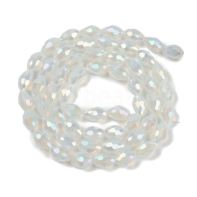 Opaque Solid Color Electroplate Glass Beads Strands EGLA-N013-J8mm-B02-1