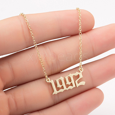 1992 Birth Year Number 201 Stainless Steel Pendant Cable Chain Necklaces FS-WGB5F08-12-1