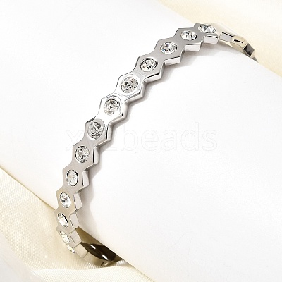304 Stainless Steel & Rhinestone Bangles for Women BJEW-H644-03P-1