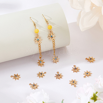 12Pcs Brass Micro Pave Cubic Zirconia Charms KK-DC0005-19-1