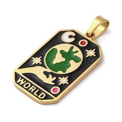 Ion Plating(IP) 304 Stainless Steel Enamel Pendants STAS-Q003-01G-021-1