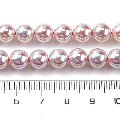 UV Plating Pearlized Glass Pearl Beads Strands GLAA-F128-01B-T11-1