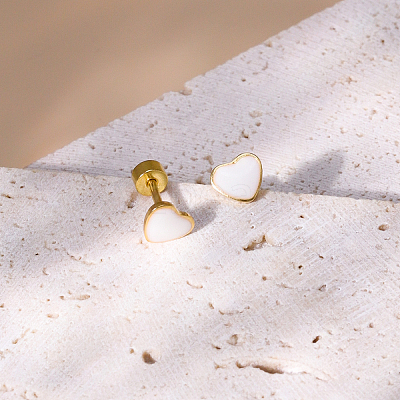 201 Stainless Steel Heart Screw Stud Earrings CN3729-1-1
