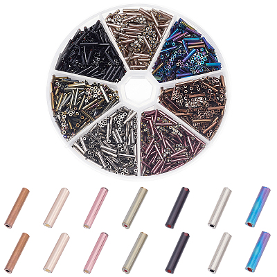 1260Pcs 7 Style Glass Round Bugle Beads SEED-PH0001-56-1