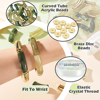 32Pcs 4 Colors Curved Tube Acrylic Beads DIY-TA0014-73-1