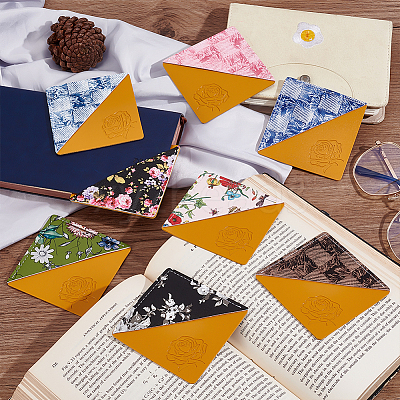 12Pcs 12 Style Printed Imitation Leather Page Corners AJEW-GO0001-11-1