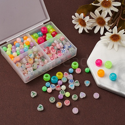4 Style Luminous Acrylic & Plastic Beads LACR-YW0001-03-1