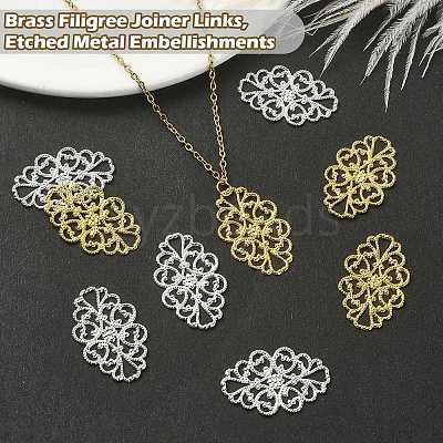 10Pcs 2 Colors Brass Filigree Joiners KK-YW0002-20-1