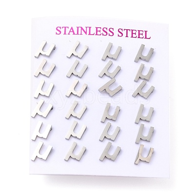 Tarnish Resistant 304 Stainless Steel Greek Alphabet Stud Earrings STAS-D007-07P-13-1