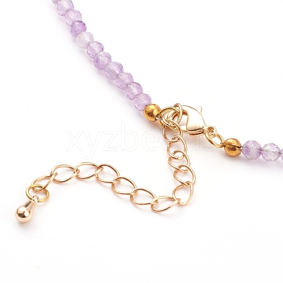Natural Amethyst Beaded Necklaces NJEW-JN03315-01-1