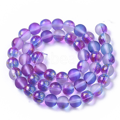 Frosted Spray Painted Glass Beads Strands GLAA-N035-03C-C03-1