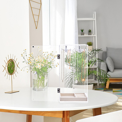 Rotatable Acrylic Necklace Hanging Organizer Storage Boxes ODIS-WH0079-025-1