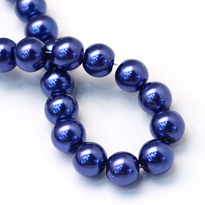 Baking Paint Pearlized Glass Pearl Round Bead Strands HY-Q330-8mm-19-1