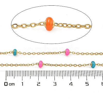 304 Stainless Steel Enamel Link Chains AJEW-Z028-09G-03-1