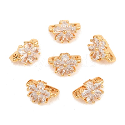 SHEGRACE Flower Brass Micro Pave Clear Cubic Zirconia Spacer Bars XGRQ5K223-827G-1