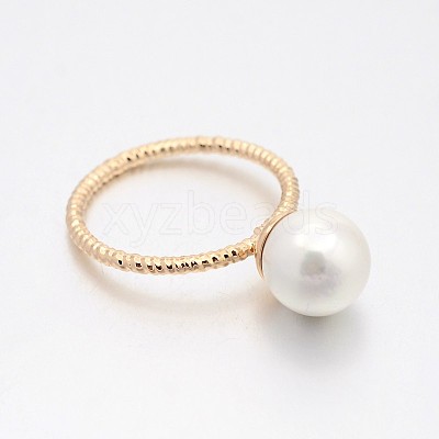 Brass Acrylic Pearl Finger Rings for Wedding Jewelry LS-RJEW-J061-RG-1