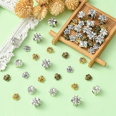50Pcs 5 Styles Tibetan Styles Zinc Alloy Beads TIBEB-YW0001-26-1