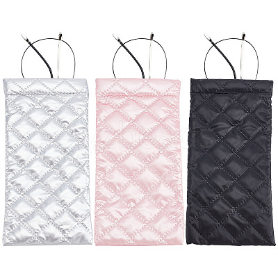 3pcs 3 Colors Rhombus Pattern Rectangle Polyester Eyeglass Pouch AJEW-CP0005-55-1