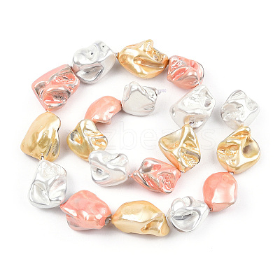 Electroplated Natural Freshwater Shell Beads Strands SHEL-R113-01H-1