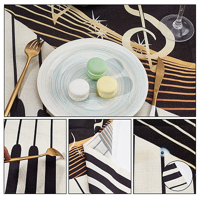 Piano Pattern Linen Tablecloth AJEW-WH0528-69A-1