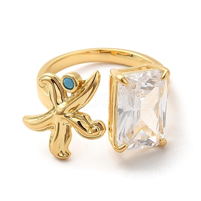 Brass Micro Pave Cubic Zirconia Ring RJEW-P084-03G-1