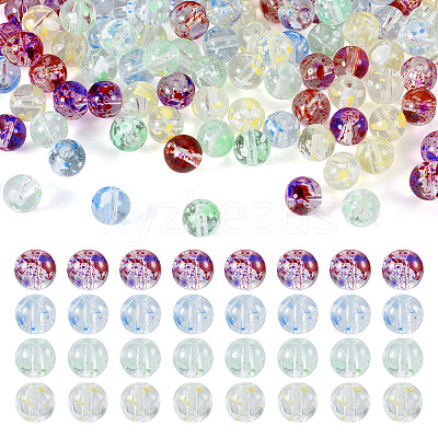 200Pcs 4 Colors Baking Paint Transparent Glass Bead Strands DGLA-TA0001-07-1