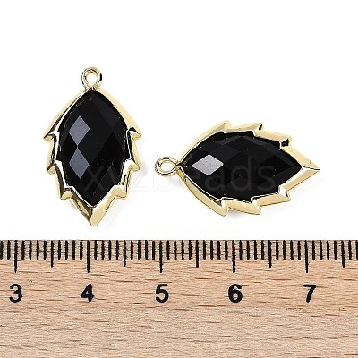 Natural Obsidian Faceted Leaf Pendants G-I375-04G-09-1
