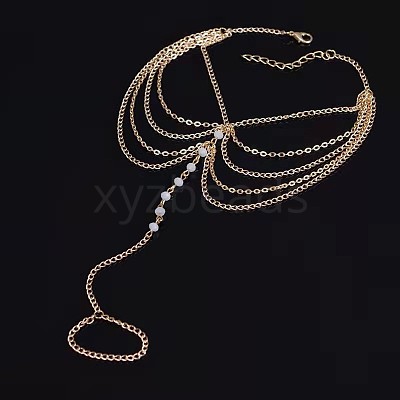 Alloy & Faceted Plastic Beads MultiLayer Tassel Toe Ring Anklets for Women FS-WG23F33-02-1