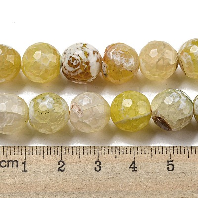 Faceted Natural Fire Crackle Agate Beads Strands G-F447-12mm-N02-1