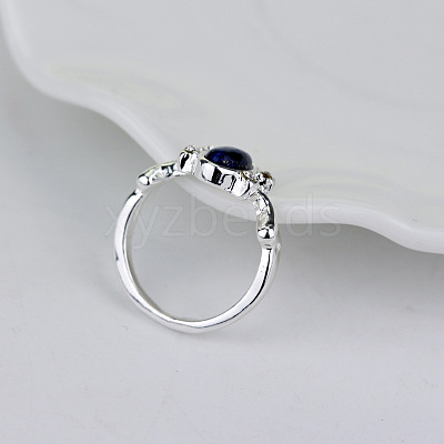 Alloy with Natural Lapis Lazuli Finger Rings FS-WGF3EDB-03-1