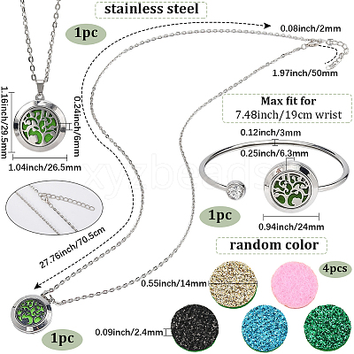 1Pc Stainless Steel Open Cuff Bangles & 1Pc Stainless Steel Pendant Neclace AJEW-SC0004-06E-1