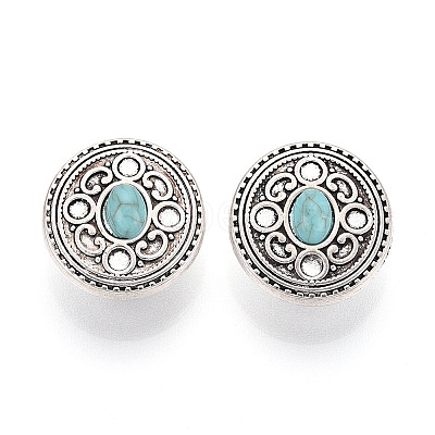 Zinc Metal Alloy & Natural Turquoise Buttons LS-BUTT-WH0057-001A-AS-1