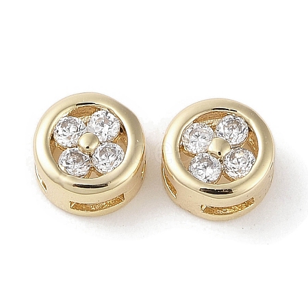 Brass Micro Pave Clear Cubic Zirconia Beads KK-G491-33G-1