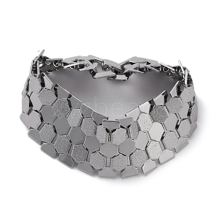 Non-Tarnish 304 Stainless Steel Hexagon Link Chain Bracelets for Women Men BJEW-Q343-06P-1